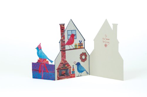 Avian Friends Christmas Birdhouse Tri-Fold Notecards