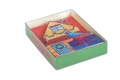 Avian Friends Christmas Birdhouse Tri-Fold Notecards