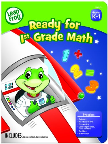 LeapFrog Ready for 1st Grade Math Workbook with 60 Pages and 60 Reward Stickers (19402)