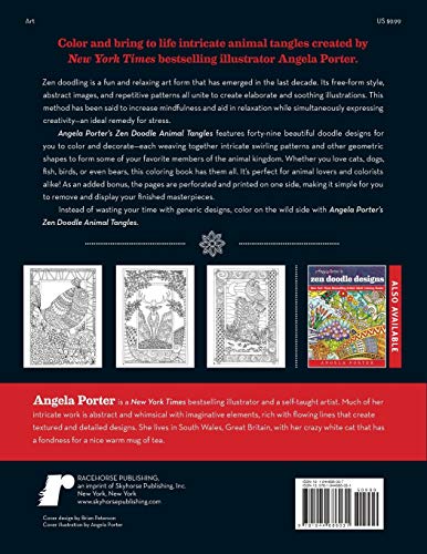 Angela Porter's Zen Doodle Animal Tangles: New York Times Bestselling Artists' Adult Coloring Books