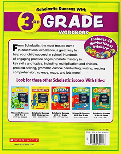 NEW 2018 Edition Scholastic - 3rd Grade Workbook with Motivational Stickers