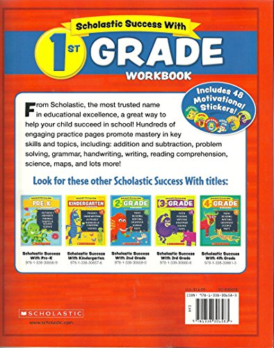 NEW 2018 Edition Scholastic - 1st Grade Workbook with Motivational Stickers